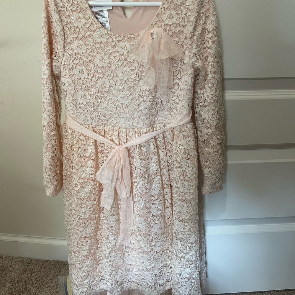 Elegant Pink Lace Girls Dress